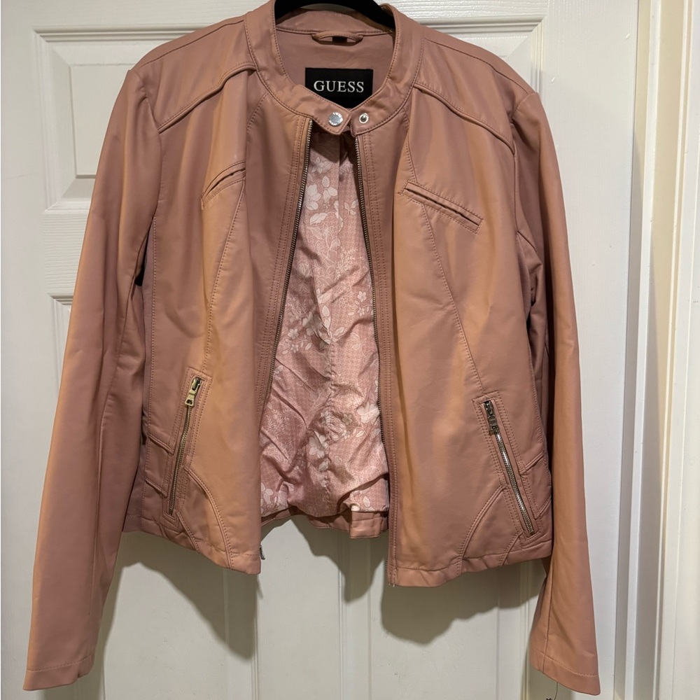 GUESS Women's Pink Leather Jacket